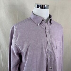 David Donahue XL Casual Oxford Button Down Shirt Pale Red 100% Cotton Mens